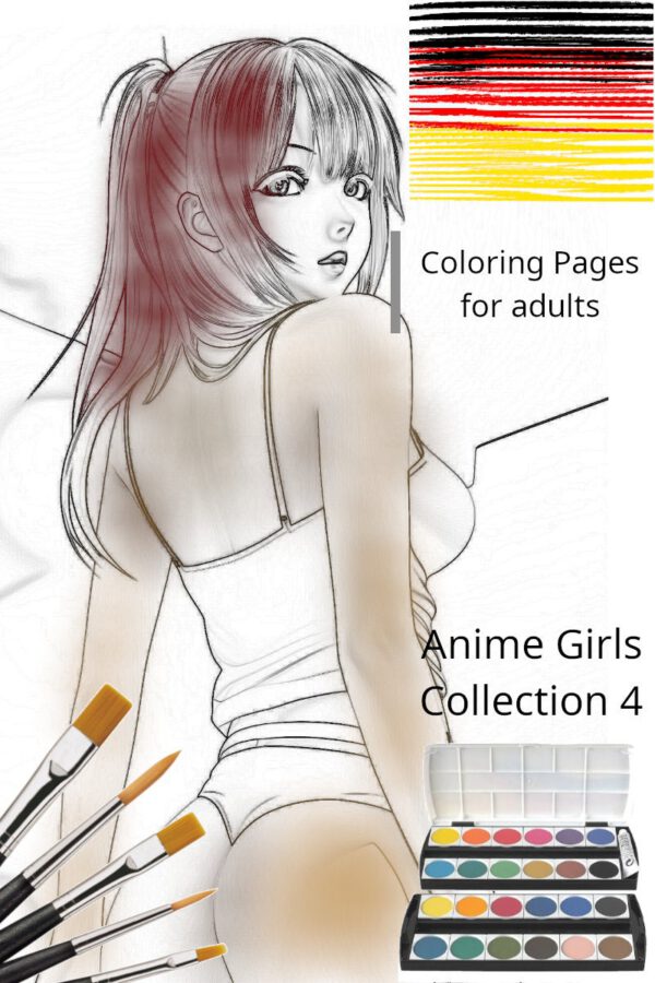 Anime-Ausmalmotive für Erwachsene Vol.4 mit hochauflösenden Kunstwerken. Perfekt zum Ausdrucken & Ausmalen! Coloring Pages for Adults.